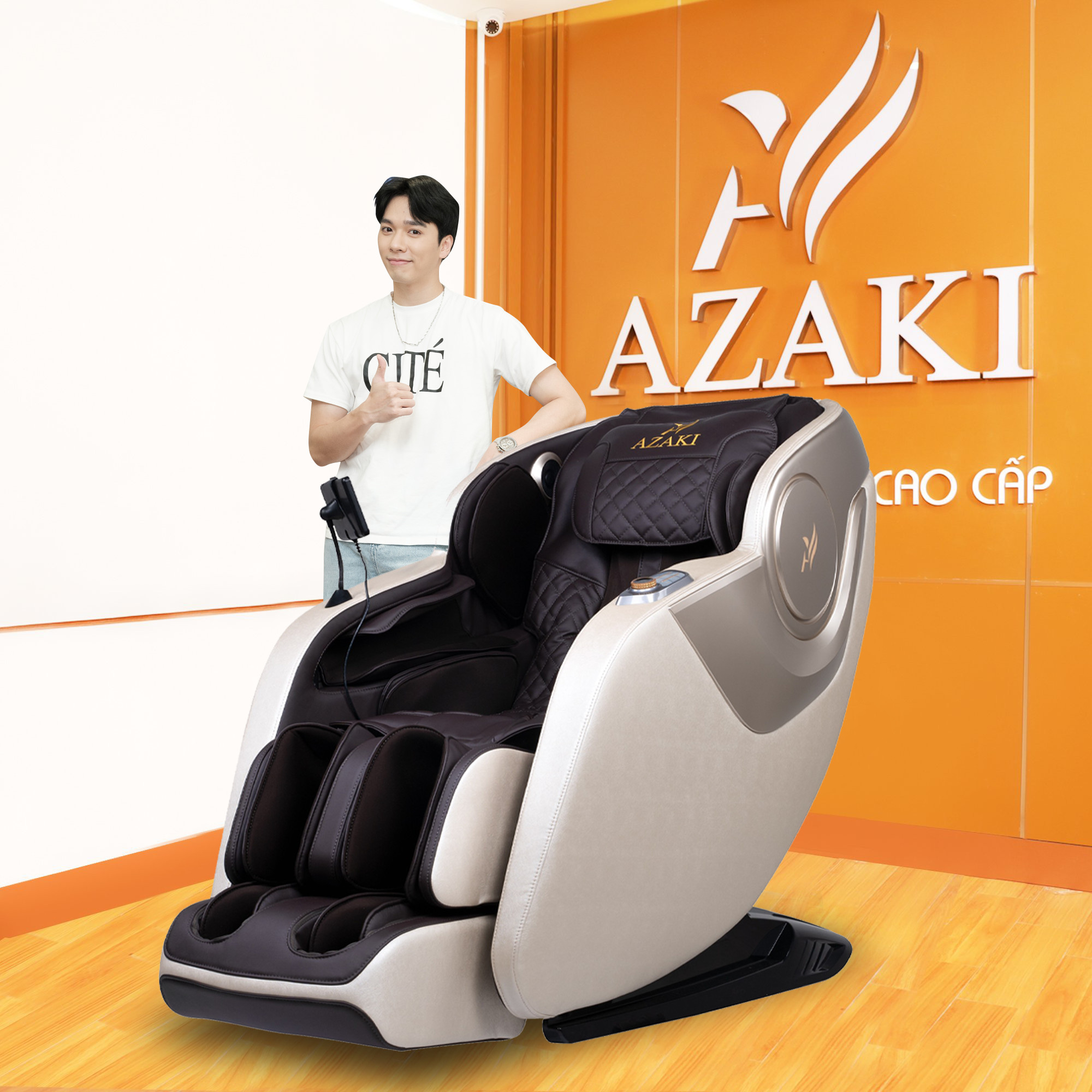 Ghế Massage AZAKI V680 - Trắng Nâu